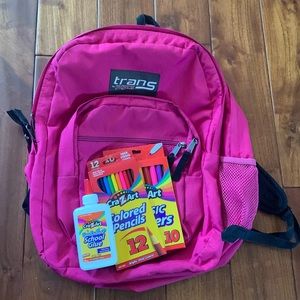Trans by Jansport 17" Supermax Backpack - Hot Pink laptop + school supplies